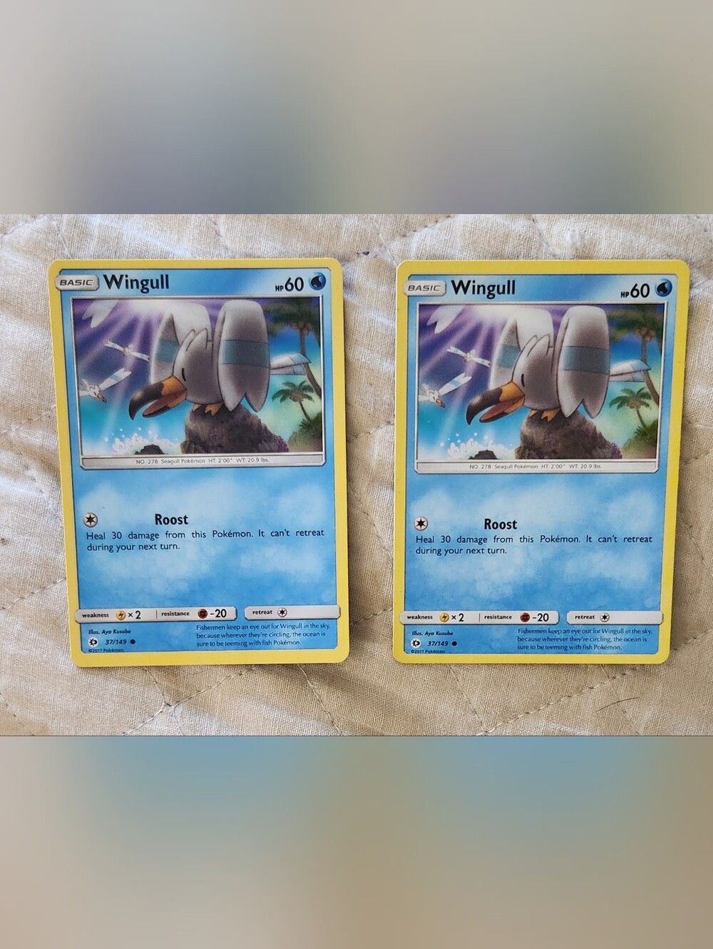 Pokemon Card Lot 002 WINGULL Sun & Moon 37/149
